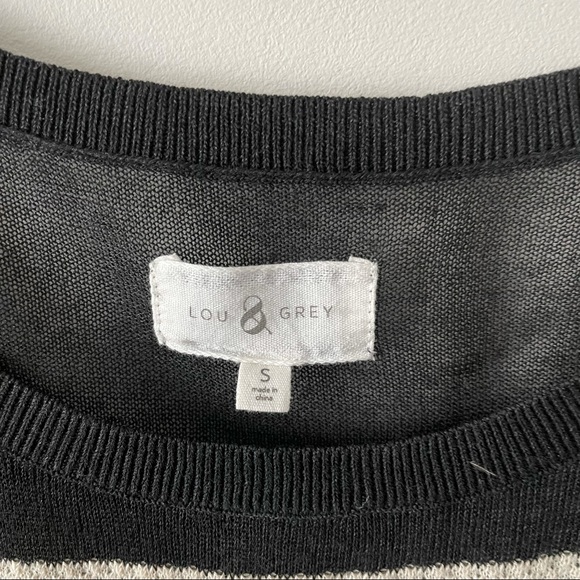 Lou & Grey Black Cream Striped 3/4 Sleeve Knit Top - Picture 6 of 6